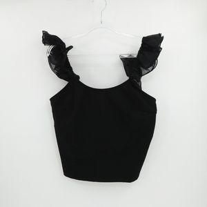 Anthropologie Top Medium Black Fairy Goth Whimsigoth Ruffles Whitchy Flat White‎
